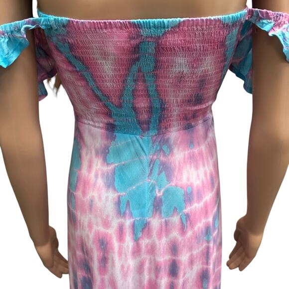 NWT Tiare Hawaii Brooklyn Maxi Dress tie dye pink blue OS - Picture 7 of 13